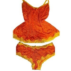 Y2k vintage zebra print sleep tank top with panties sz xl